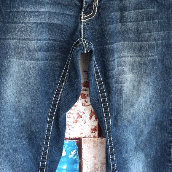 Women's Angels Jeans Denim Bootcut 22" Inseam SIZE 9 Dark Wash - Picture 4 of 10